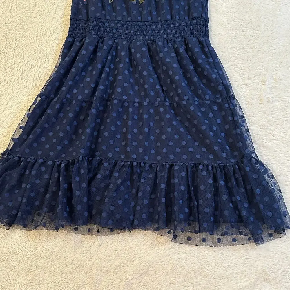New Epic Threads Floral Dress sz XL Navy Blue Polka Dot Floral Dress